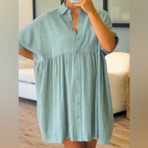 TALULAH Teal Button-Up Dress